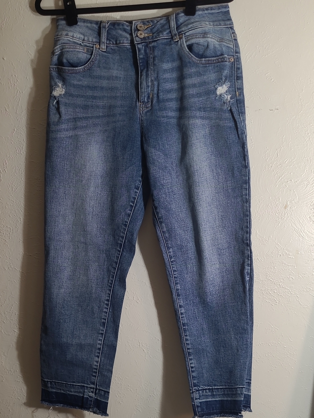 KanCan Medium Blue Boyfriend Jeans with Distressed Details